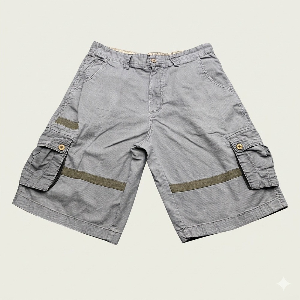 Airwalk Cargo Shorts Mens‎ 34 Gray Micro Corduroy Skater Gorpcore Utility Y2K